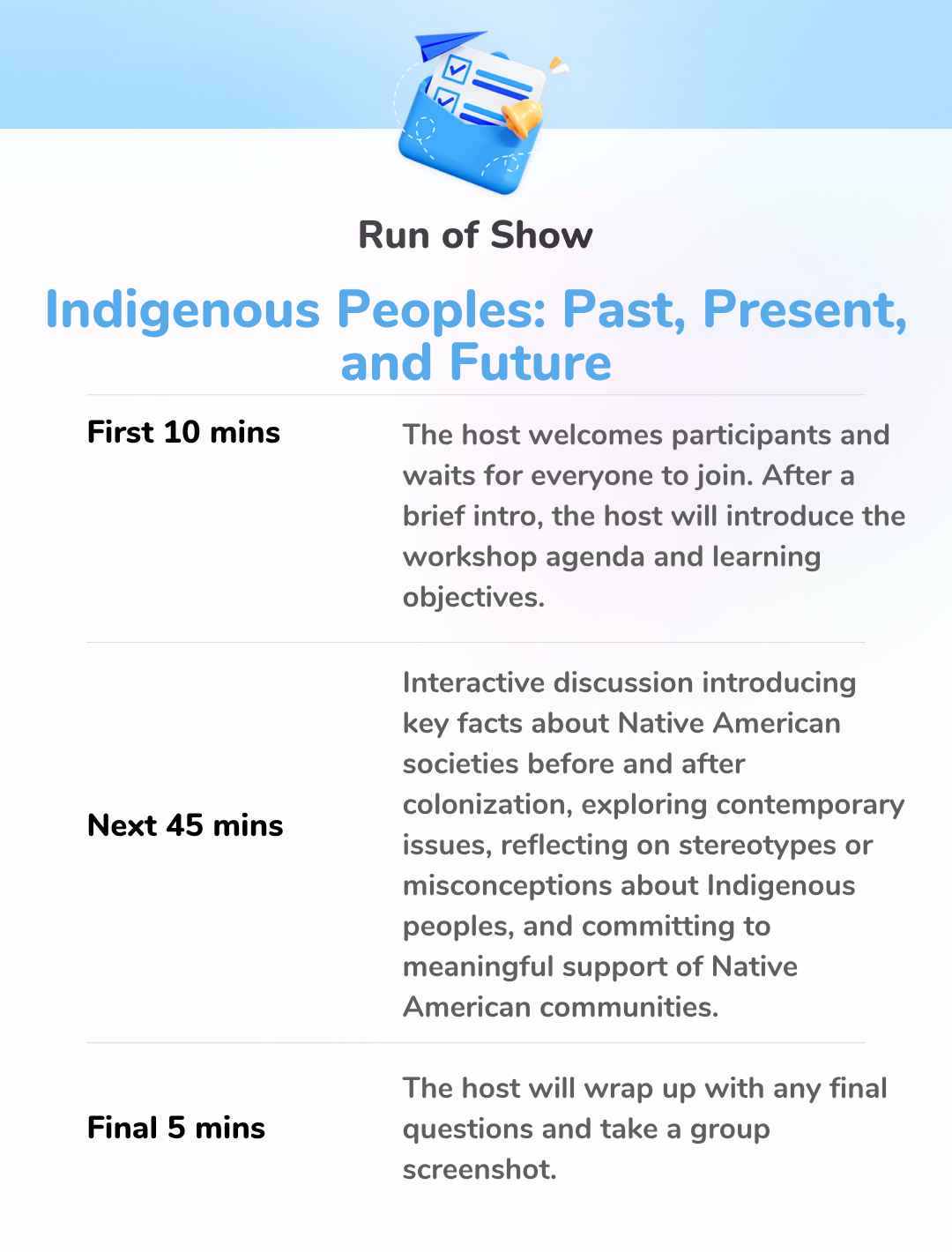 Indigenous Peoples: Past, Present, and Future - Run of Show