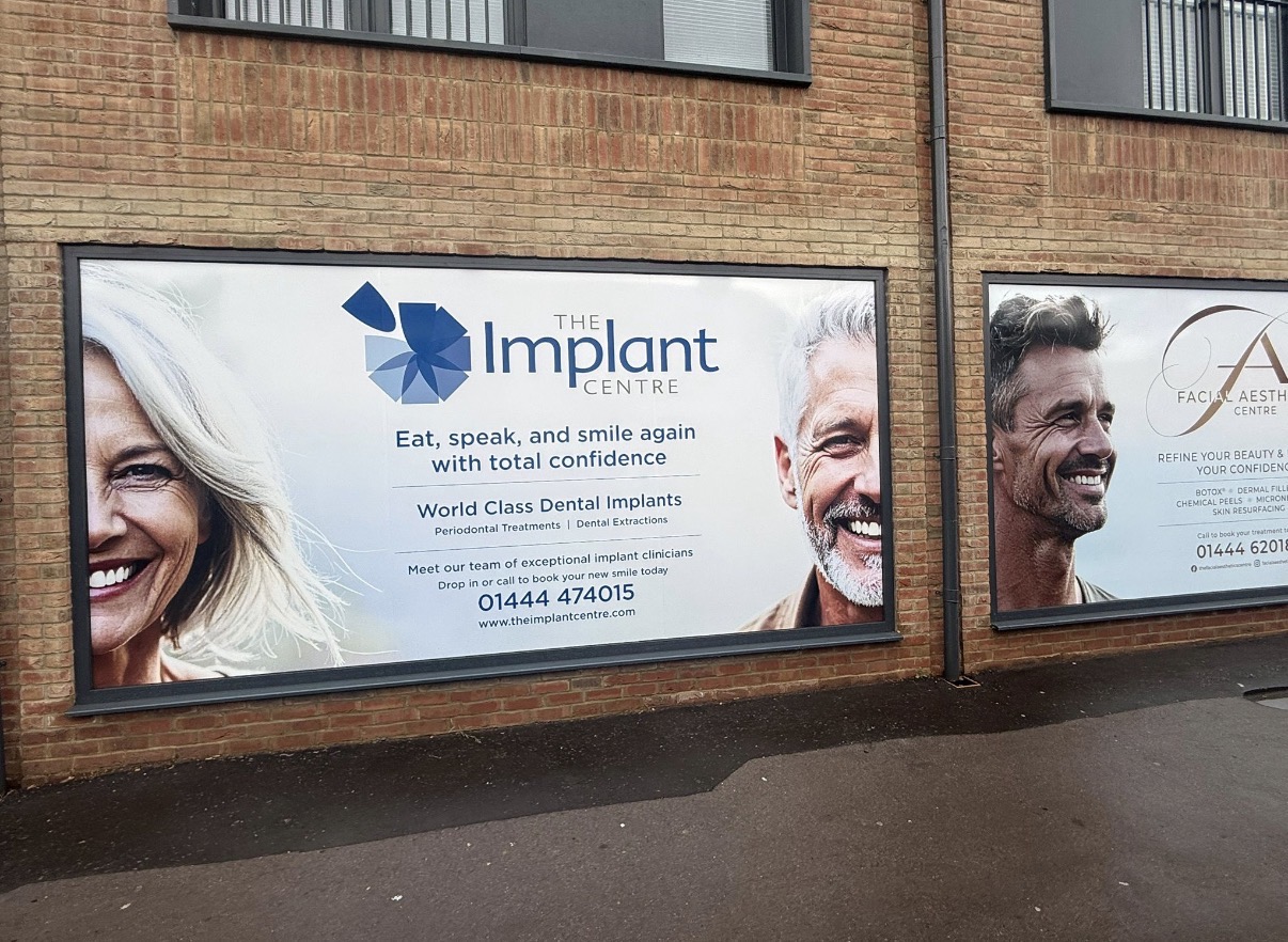 Large framed exterior wall panel for The Implant Centre, Haywards Heath.