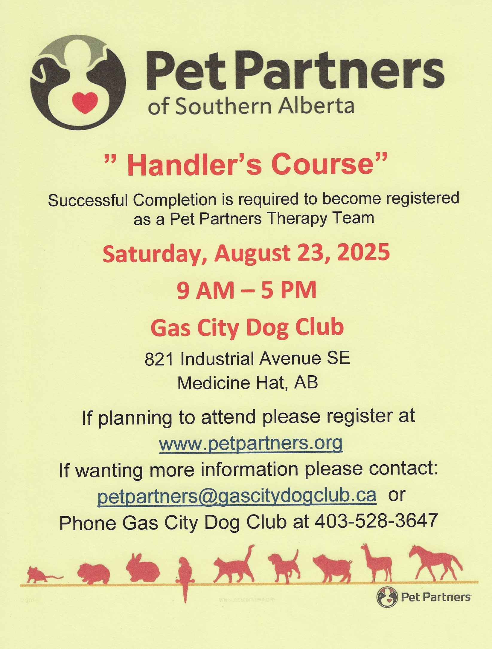 Pet Partners of Southern Alberta Handler Workshop