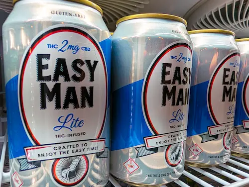 Cans of Easy Man Lite infused beverages