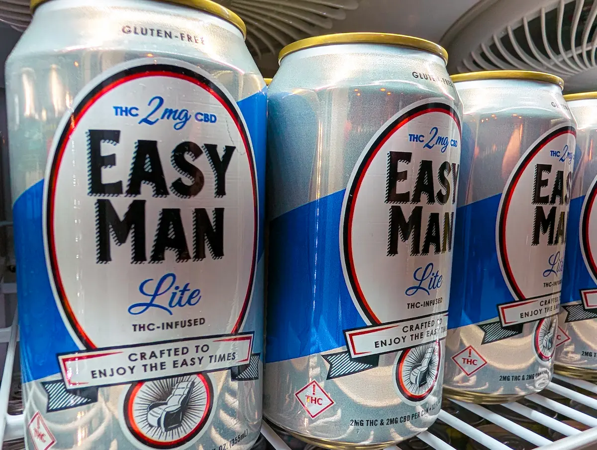 Cans of Easy Man Lite infused beverages