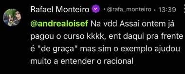 Depoimento de aluno do Tiago Oliveira, super satisfeito com seu aprendizados e seus resultados.