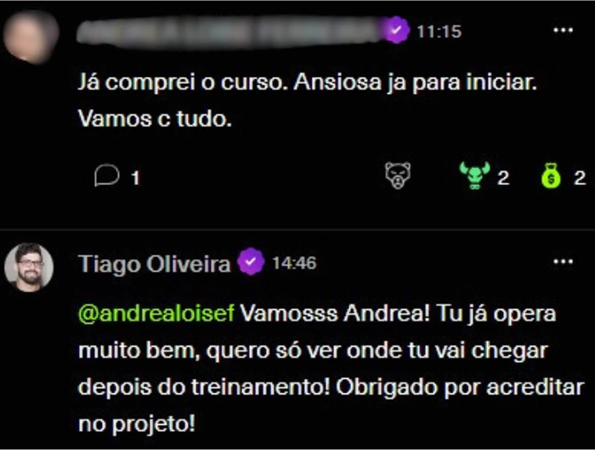 Depoimento de um aluno do Tiago Oliveira muito satisfeito com os ensinamentos aprendidos.