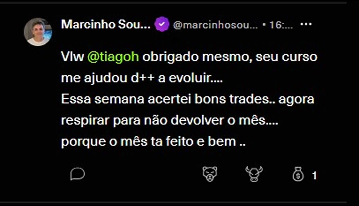 Depoimento de um aluno do Tiago Oliveira muito satisfeito com os ensinamentos aprendidos.
