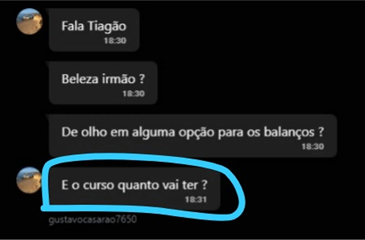 Depoimento de um aluno do Tiago Oliveira muito satisfeito com os ensinamentos aprendidos.