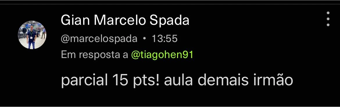 Depoimento de um aluno do Tiago Oliveira muito satisfeito com os ensinamentos aprendidos.