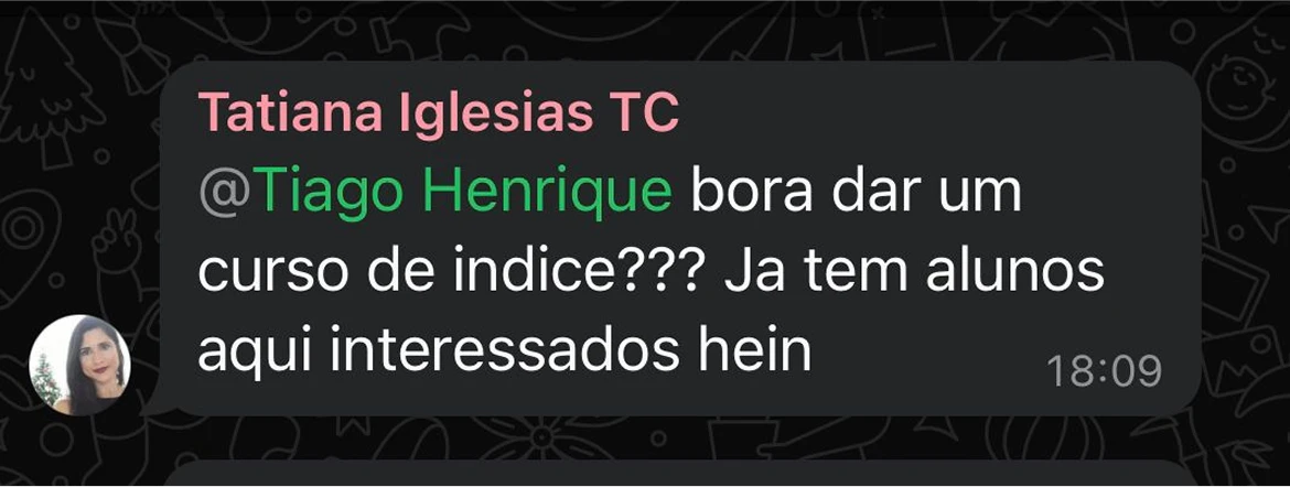 Depoimento de um aluno do Tiago Oliveira muito satisfeito com os ensinamentos aprendidos.