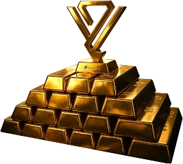 Imagem de barras de ouro com o troféu do campeonato em seu topo, representando o grande prêmio do campeonato.