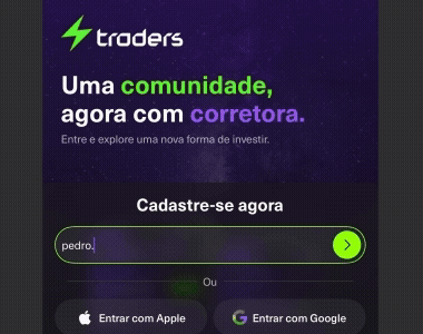 Gif explicando o passo 2: Crie sua conta gratuita na Traders e finalize seu cadastro em menos de 3 minutos