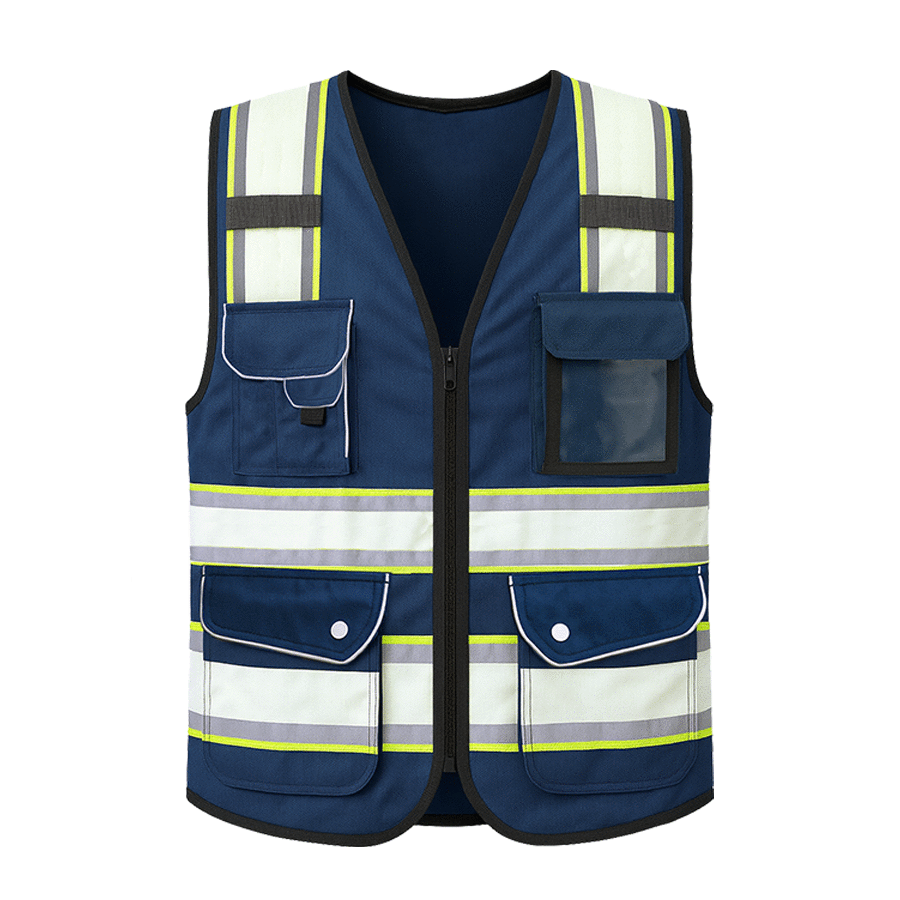 Chaleco de Seguridad Reflejante Alta Visibilidad "Bosco" Gluh Azul/Blanco