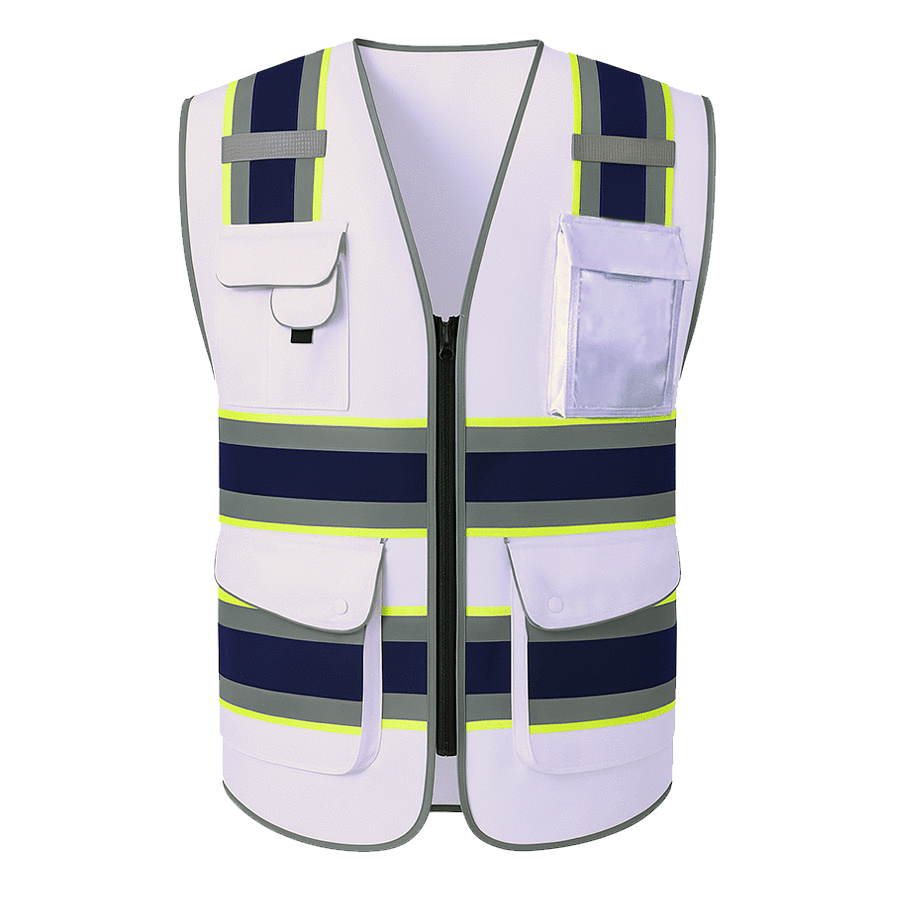 Chaleco de Seguridad Reflejante Alta Visibilidad "Bosco" Gluh Blanco/Azul
