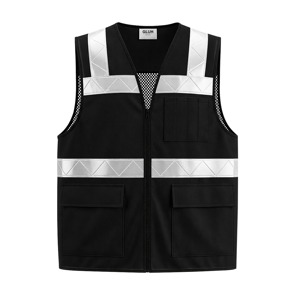 Chaleco Seguridad Reflejante de Poliéster Combinado con Malla "STRIKING" Negro