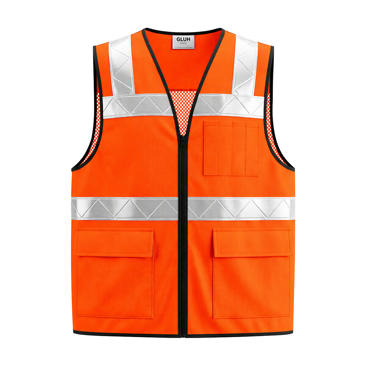 Chaleco Seguridad Reflejante de Poliéster Combinado con Malla "STRIKING" Naranja