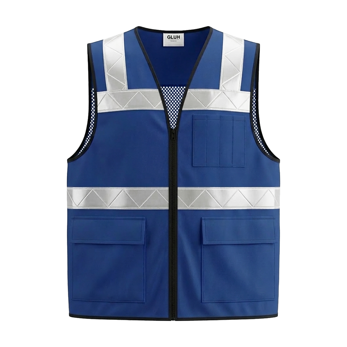 Chaleco Seguridad Reflejante de Poliéster Combinado con Malla "STRIKING" Azul Rey