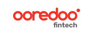 Ooredoo Fintech logo with red lowercase letters for Ooredoo and gray lowercase letters for fintech.