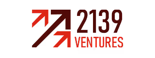 Logo with two red arrows pointing upward left and the text '2139 VENTURES' in red and dark brown.