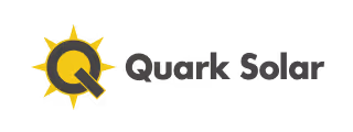 Quark Solar logo featuring a stylized sun with a magnifying glass forming the letter Q.