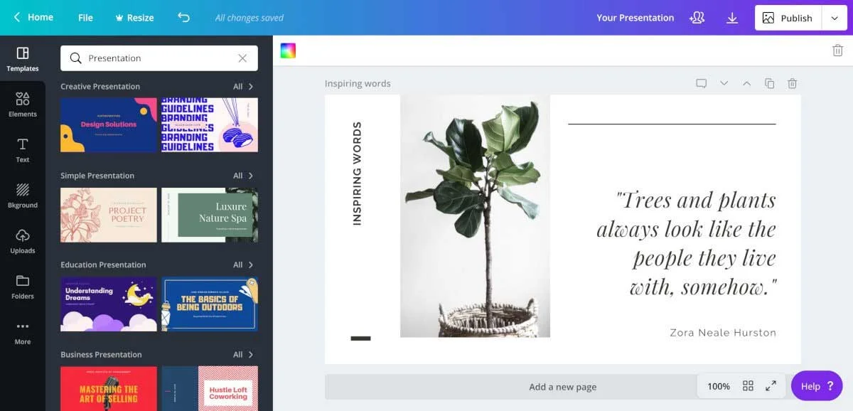 CANVA is seventh on the list of best presentation software tools