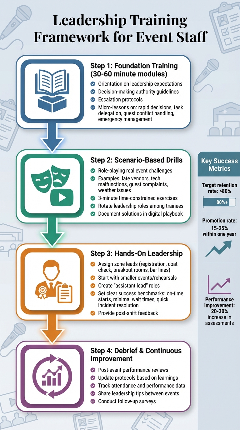 Leadership Training Framework for Event Staff: 4-Step Implementation Process