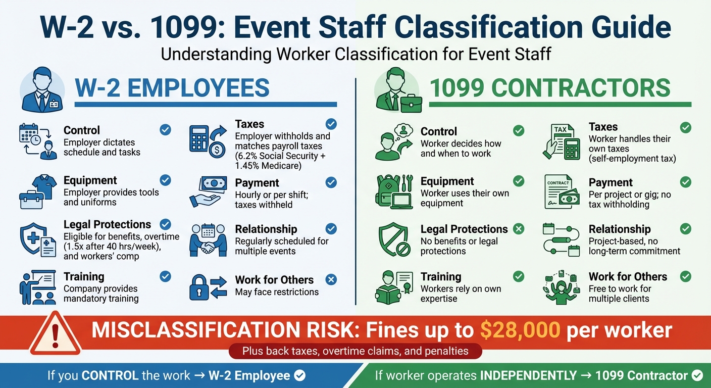 W-2 vs 1099 Worker Classification Comparison for Event Staff