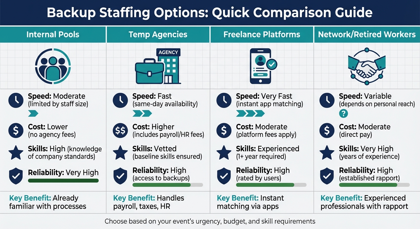 Backup Staffing Options Comparison: Speed, Cost, Skills & Reliability