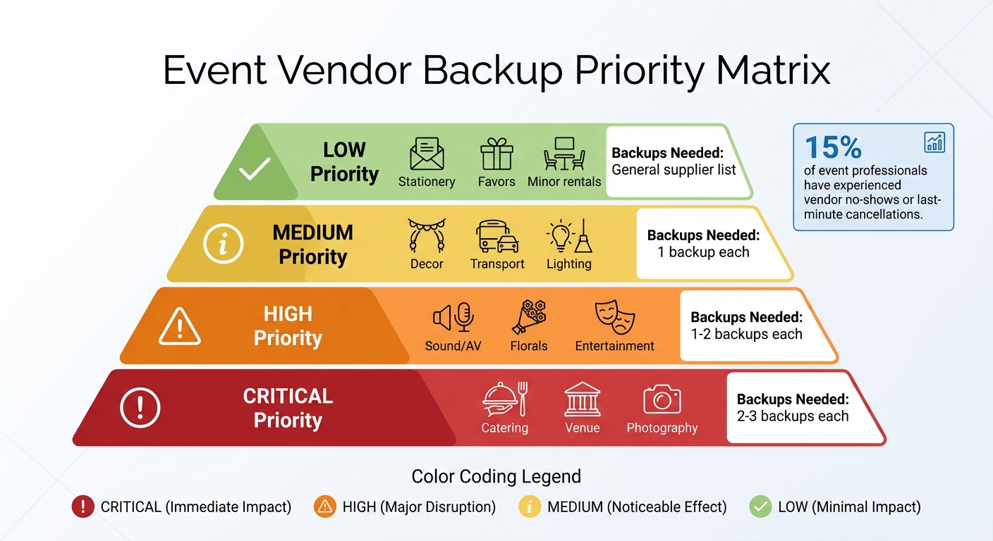 Event Vendor Backup Priority Matrix by Service Type