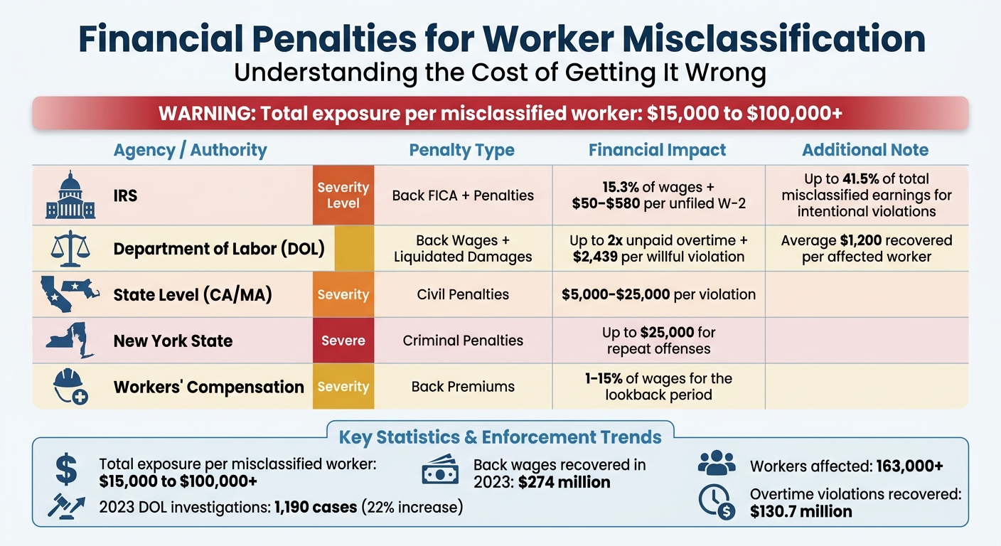 Worker Classification Penalties and Financial Impact by Agency