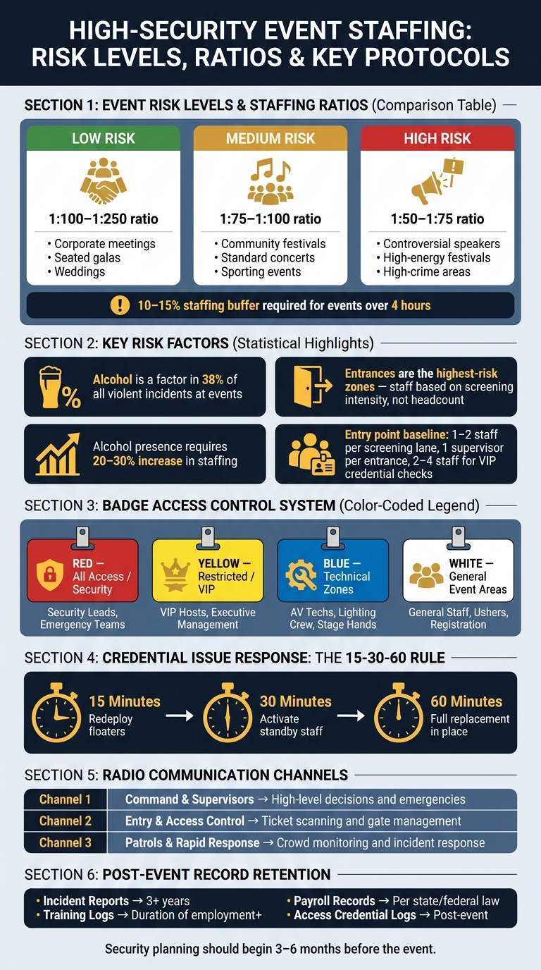 High-Security Event Staffing: Risk Levels, Ratios & Key Protocols
