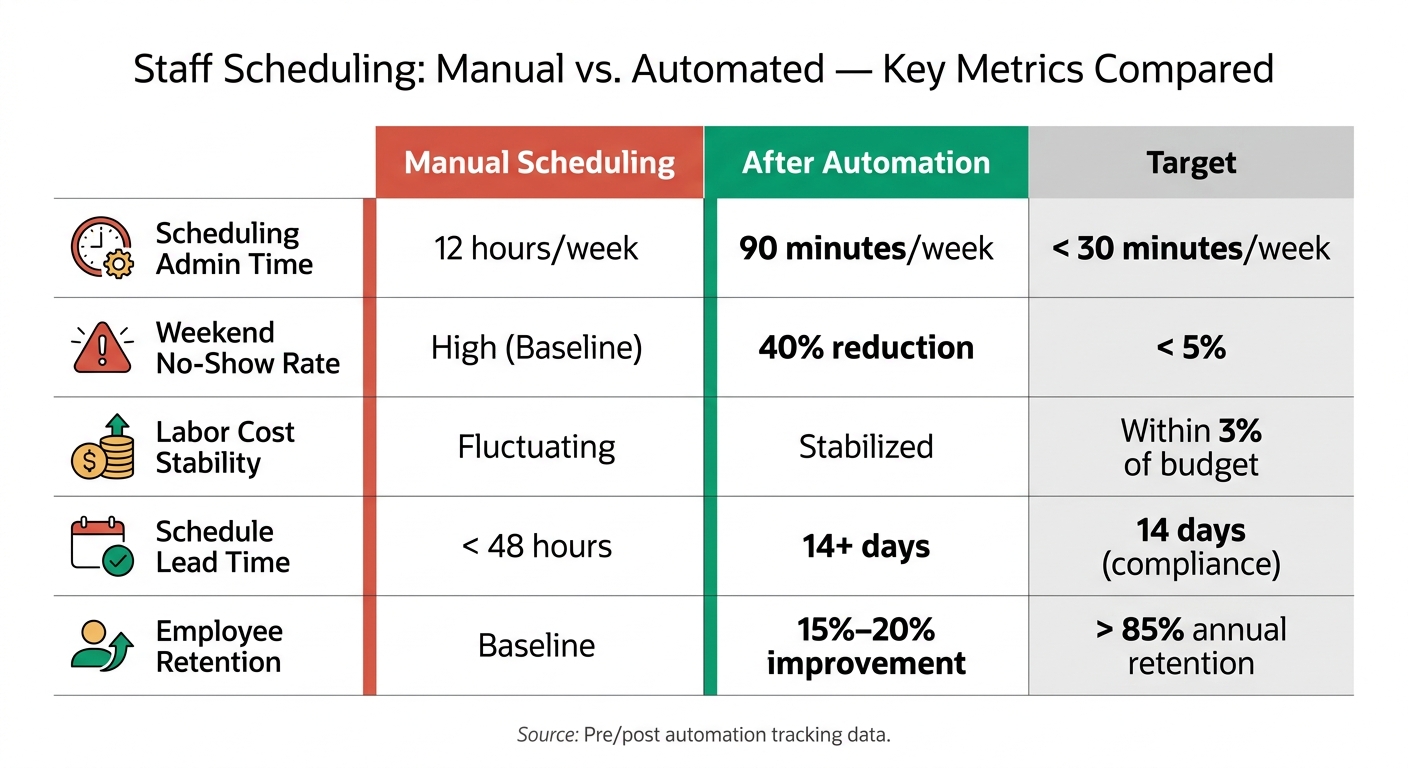 Staff Scheduling: Manual vs. Automated  -  Key Metrics Compared