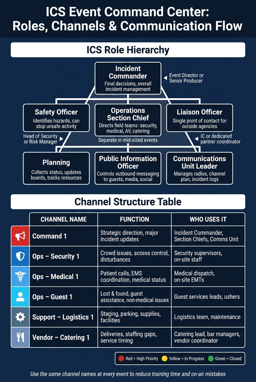 ICS Event Command Center: Roles, Channels & Communication Flow