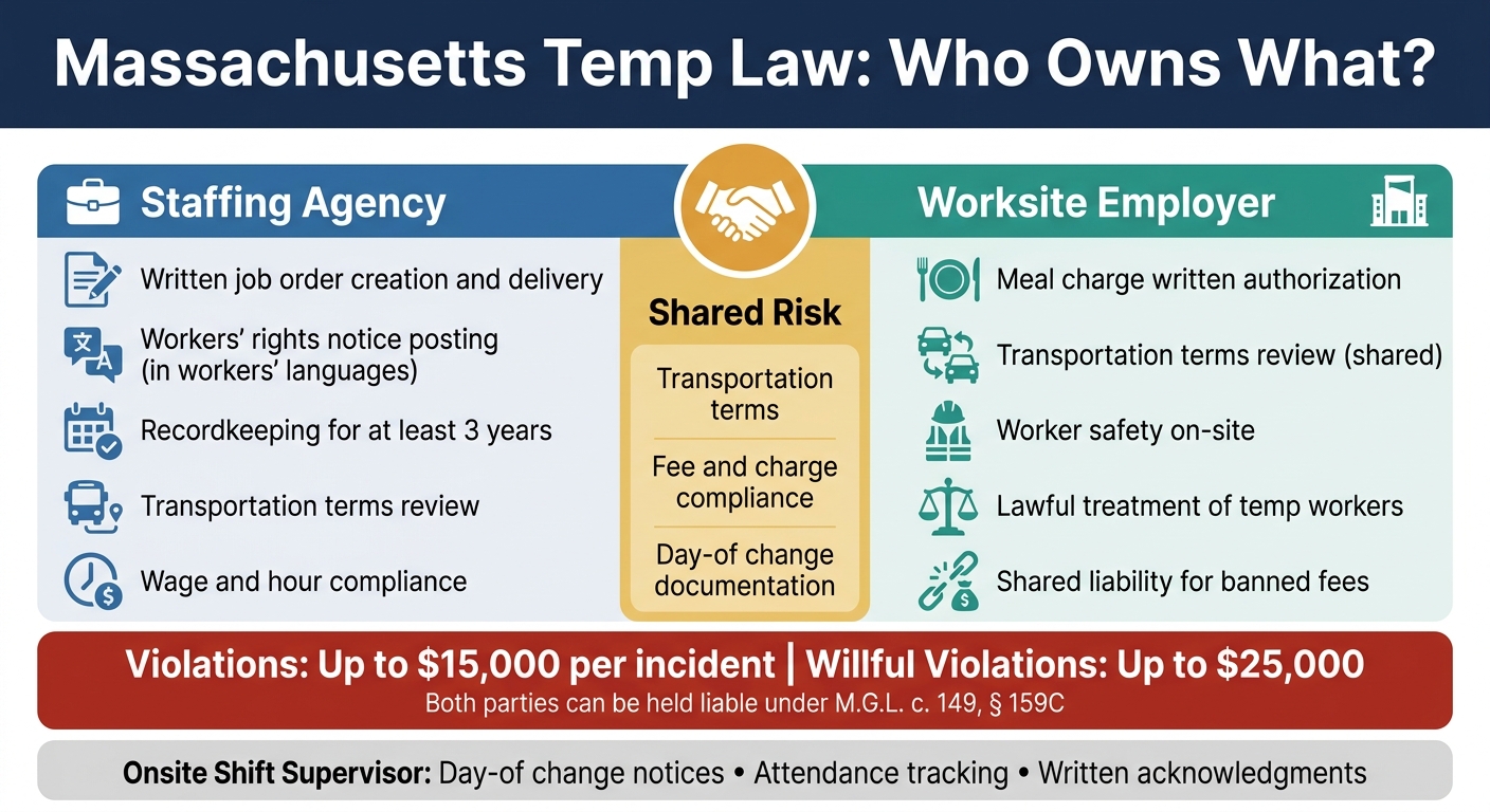Massachusetts Temp Law Compliance: Staffing Agency vs. Worksite Employer Responsibilities