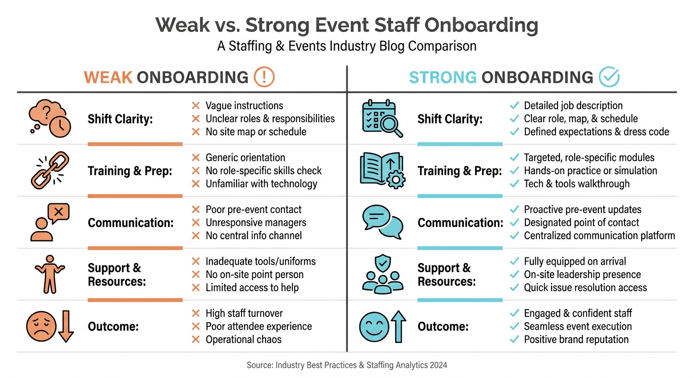 Weak vs. Strong Event Staff Onboarding: Side-by-Side Breakdown