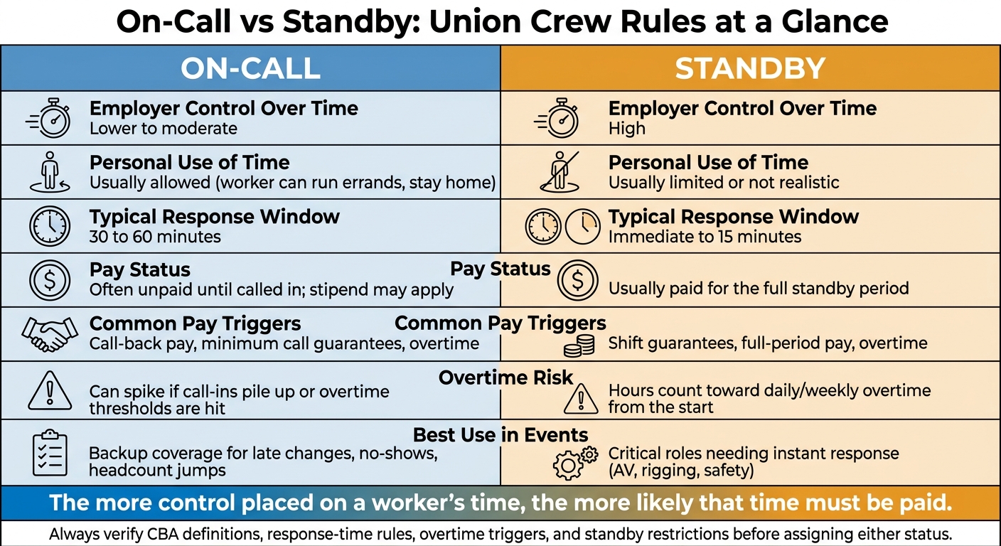 On-Call vs Standby: Union Crew Rules at a Glance