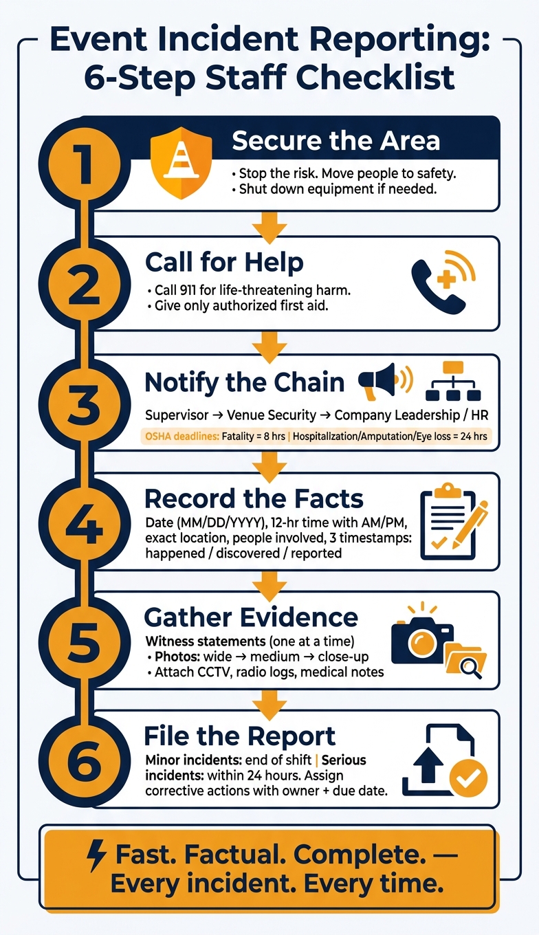 Event Incident Reporting: 6-Step Staff Checklist