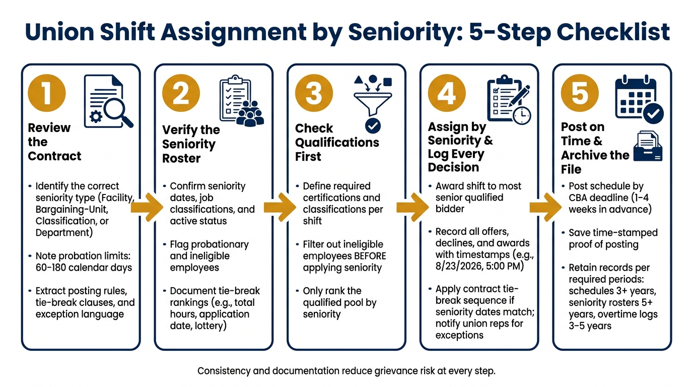 Union Shift Assignment by Seniority: 5-Step Checklist