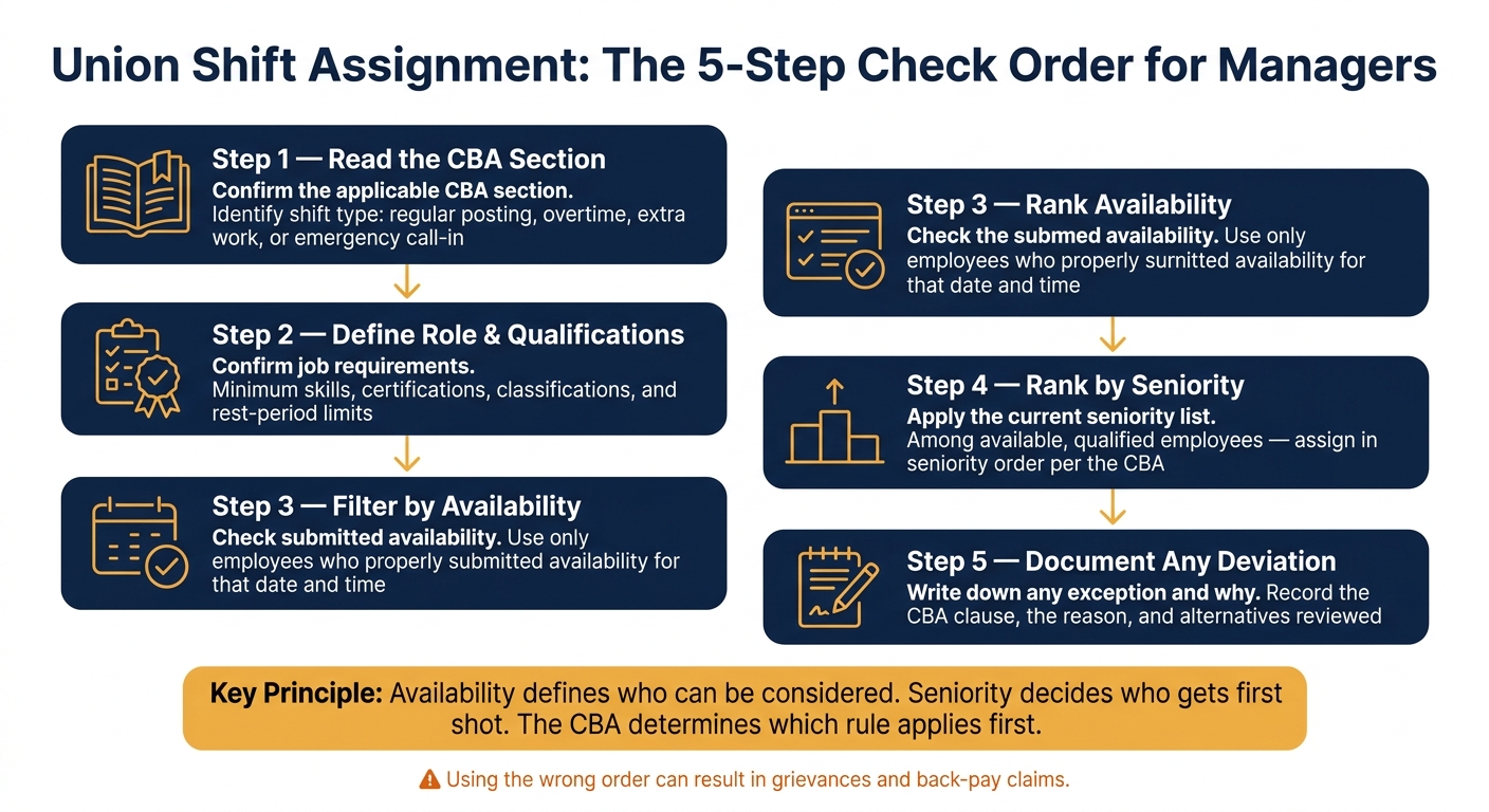 Union Shift Assignment: The 5-Step Check Order for Managers