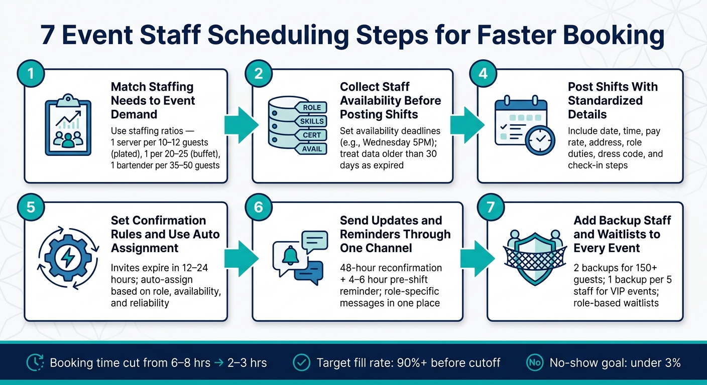 7 Event Staff Scheduling Steps for Faster Booking