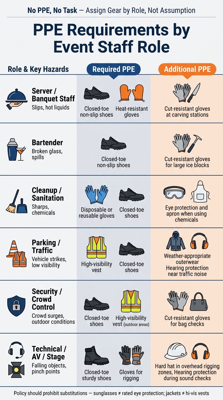 PPE Requirements by Event Staff Role