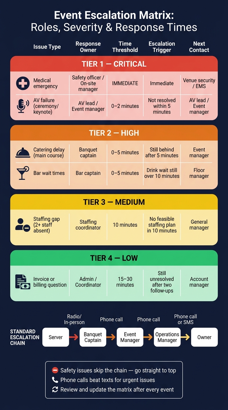 Event Escalation Matrix: Roles, Severity & Response Times