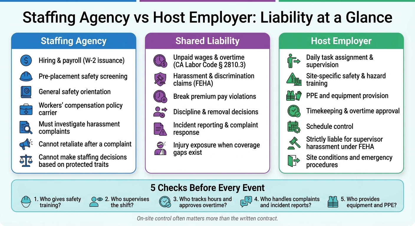 Staffing Agency vs Host Employer: Who Is Liable for What?