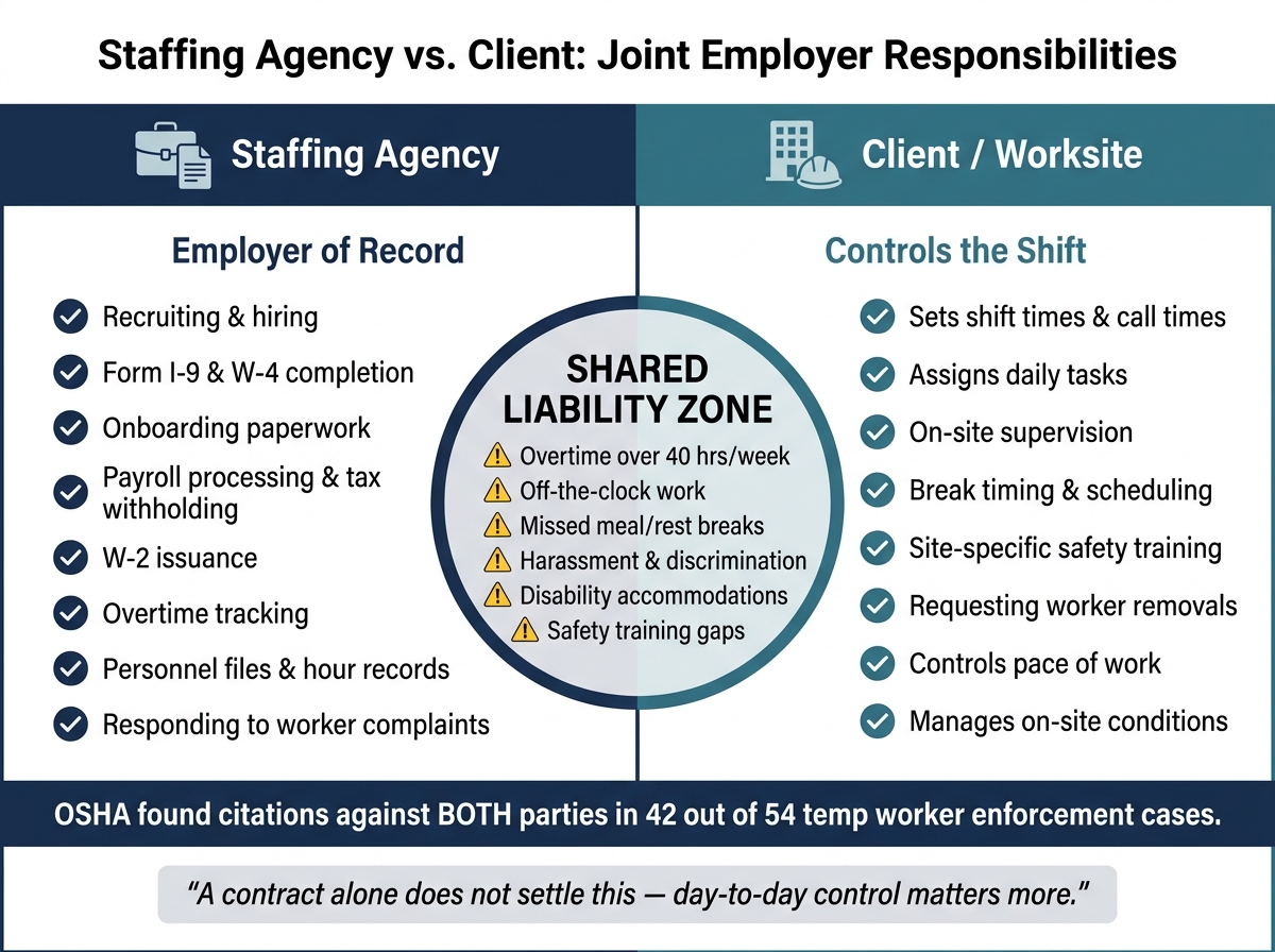 Staffing Agency vs. Client: Who Owns What in Joint Employment