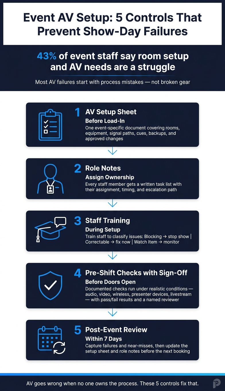 Event AV Setup: 5 Controls That Prevent Show-Day Failures