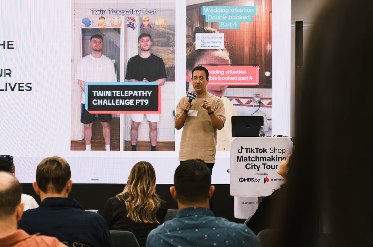 TikTok Shop founders inside the MDS community at a live event