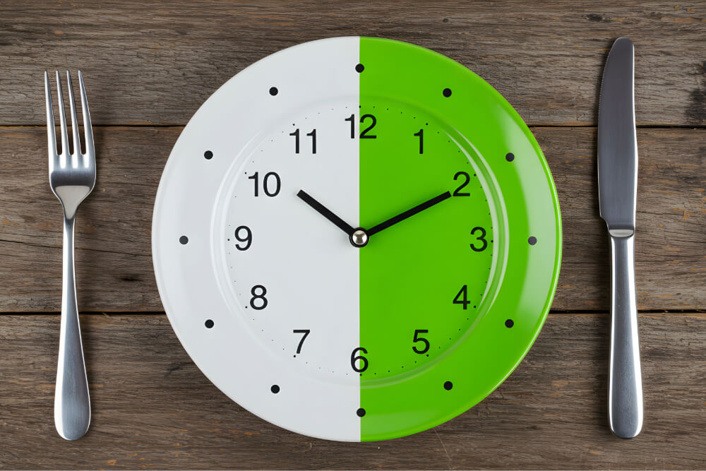 Clock on plate with fork and knife