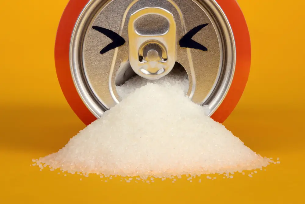 Sugar pouring from a soda can.