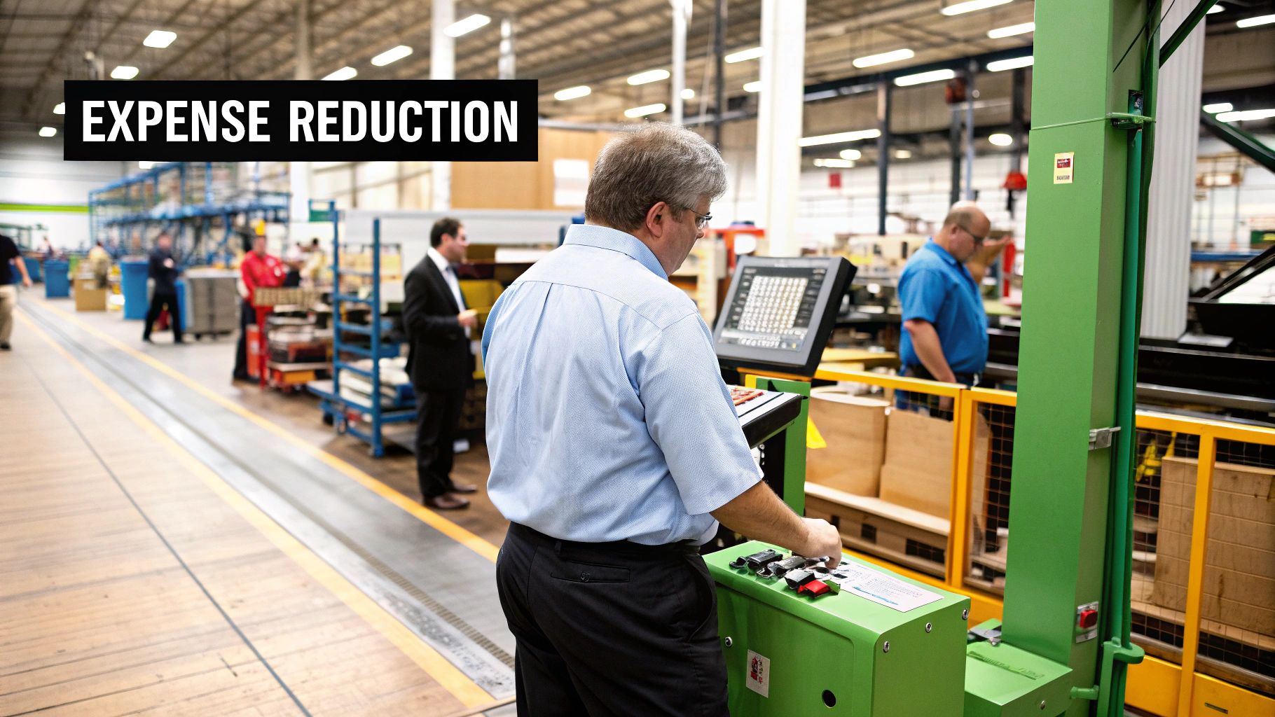 A business owner analyzing marketing data on a laptop in a modern office setting.