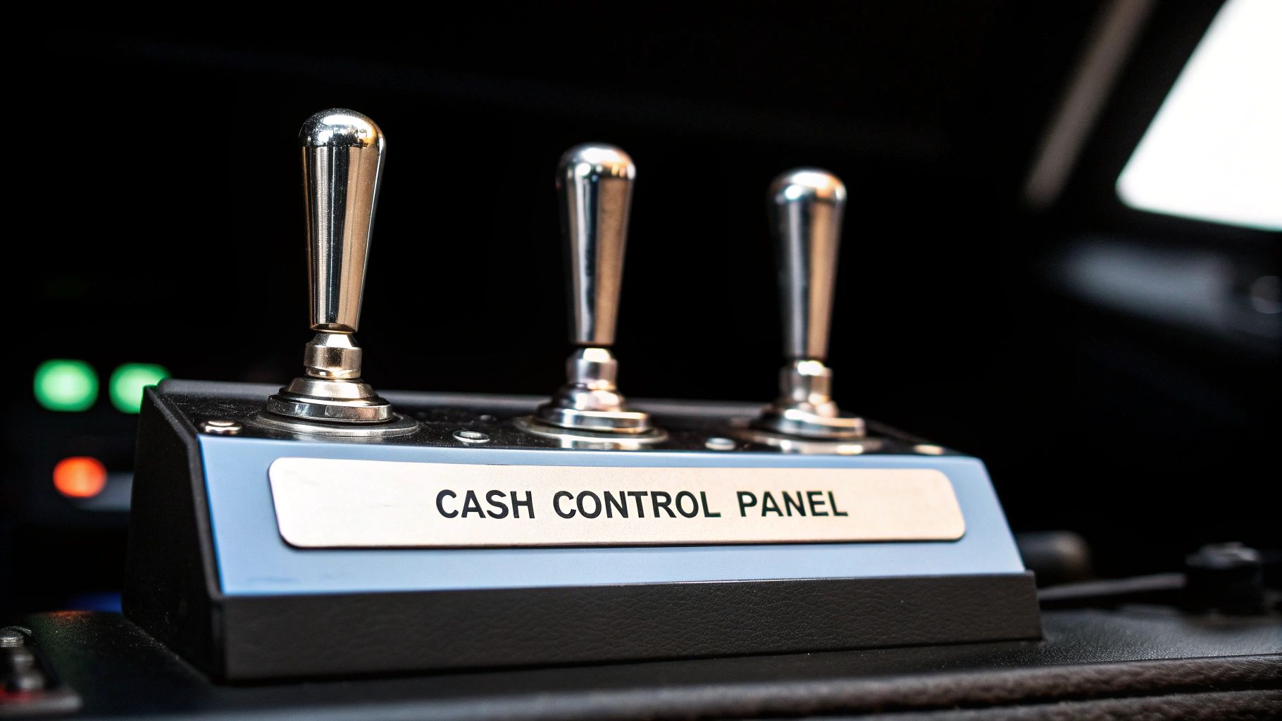 Three lever controls on a panel, labeled 'Receivables', 'Payables', and 'Inventory'.