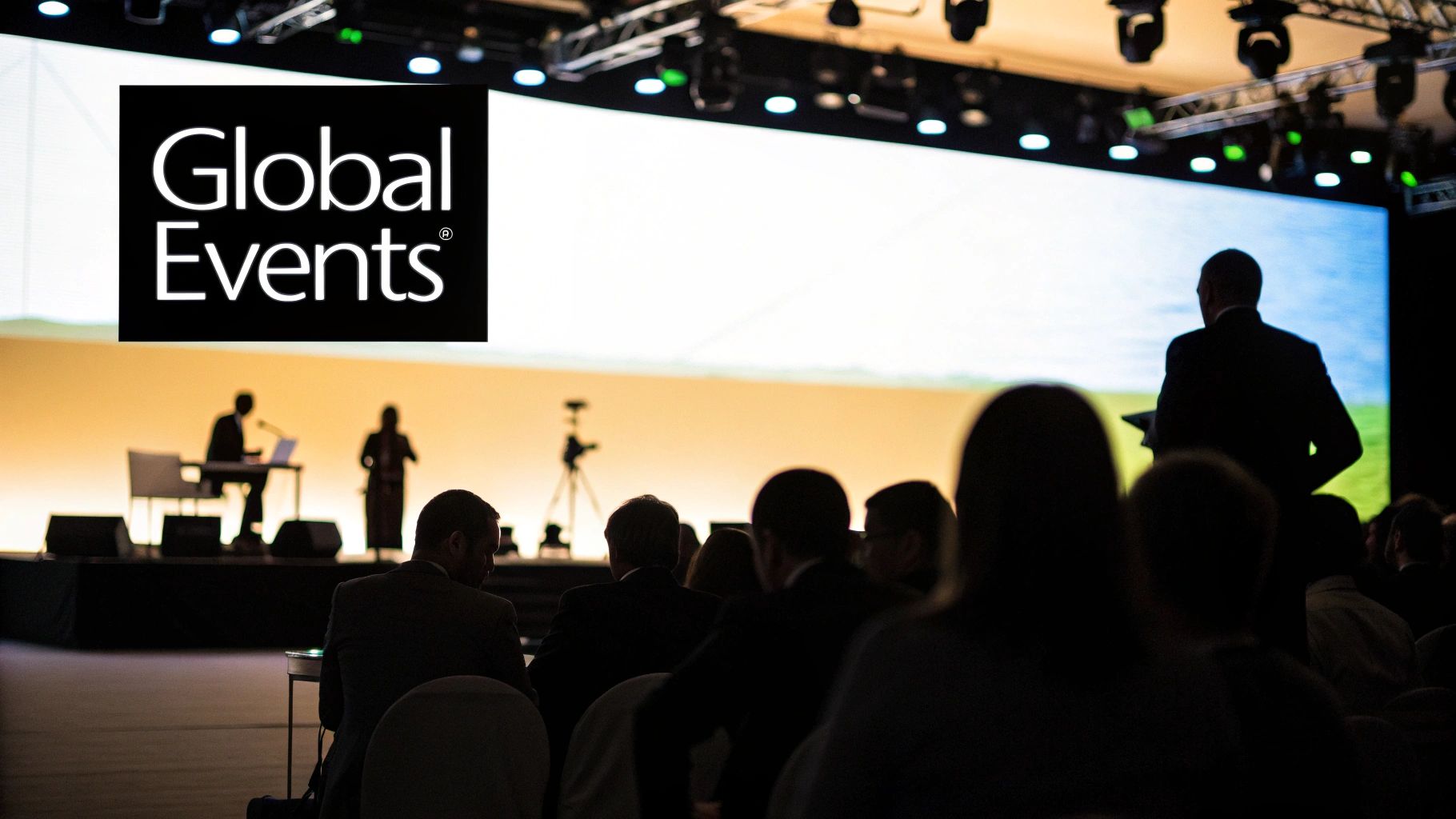 A large audience listens intently to a speaker on stage at a modern, well-lit conference hall.