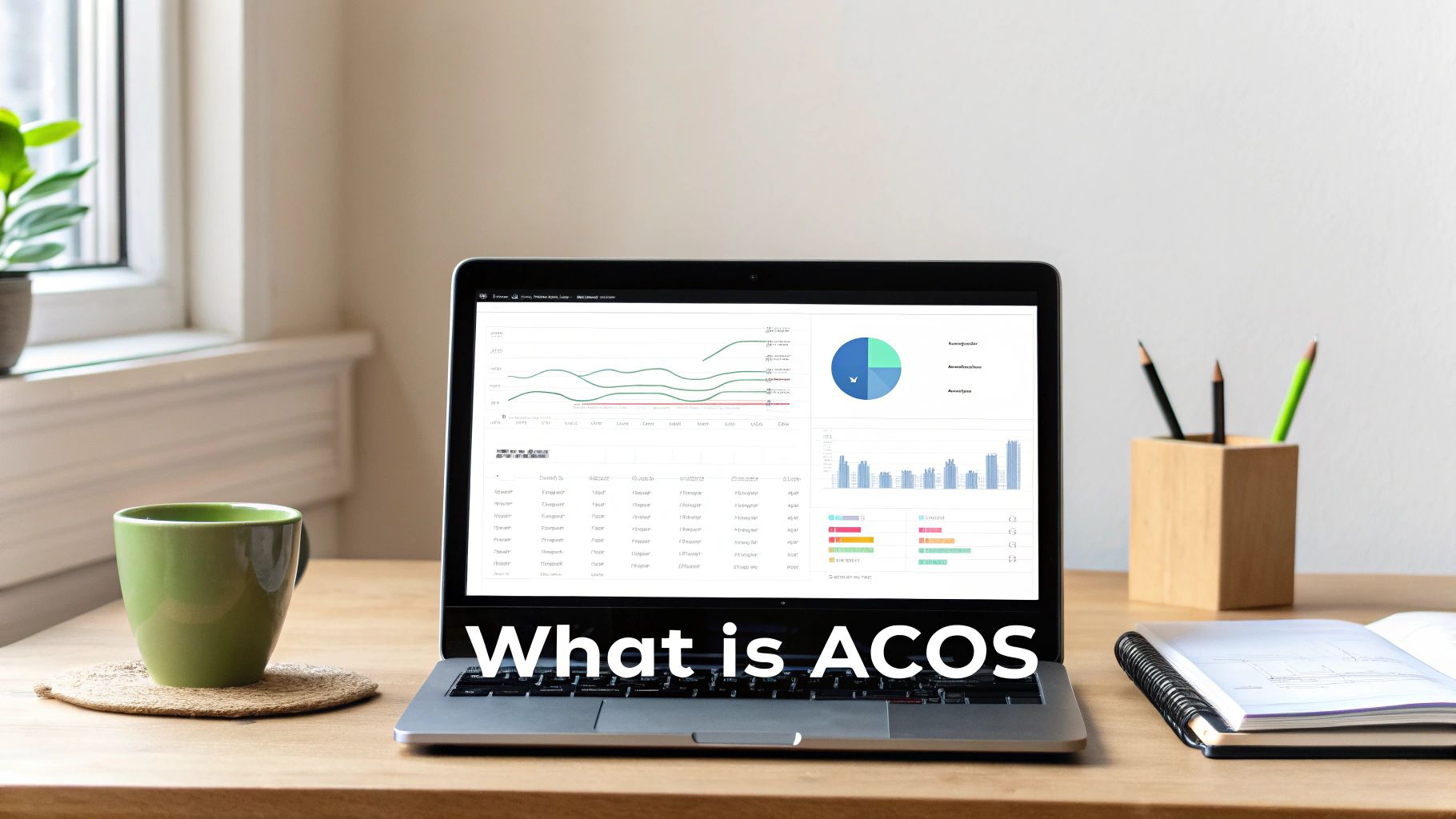 A person analyzing charts and graphs on a laptop screen, representing Amazon ACOS data