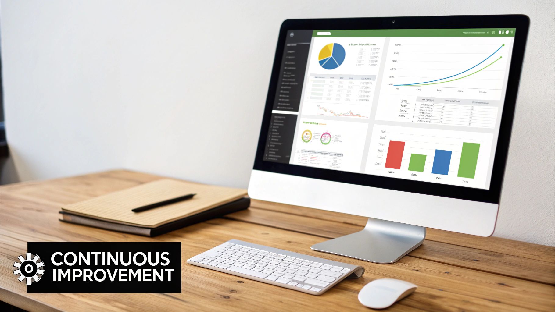 A team collaborating around a table with laptops and documents, discussing improvements.